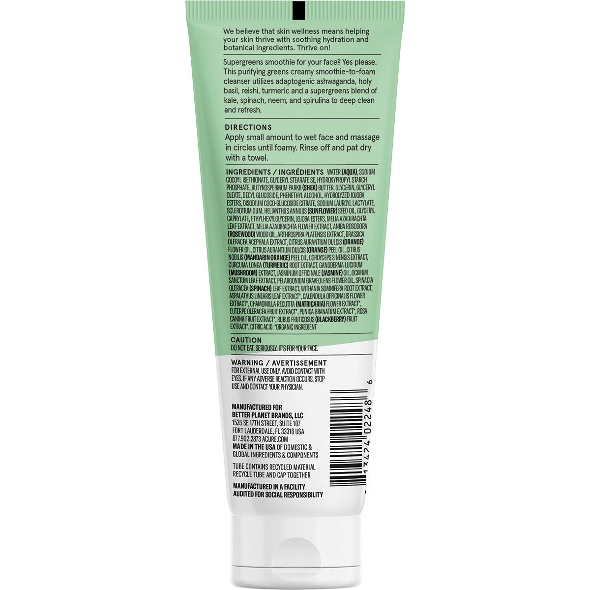 Acure Ultra Hydrating Green Juice Cleanser 118ml - Cutprice Online
