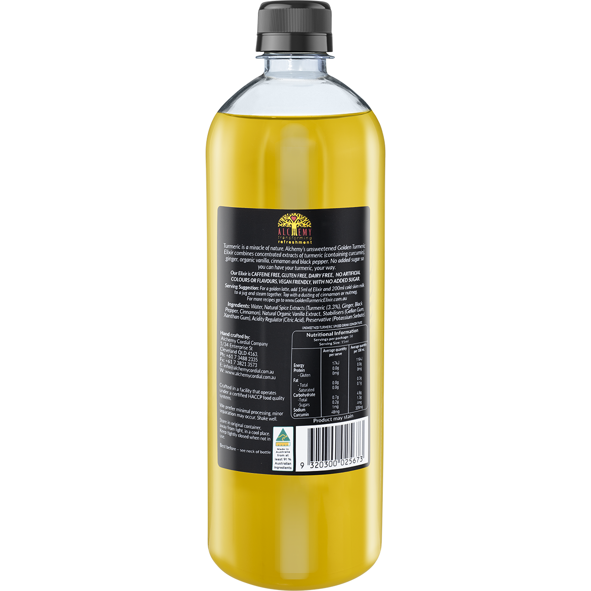 Alchemy Golden Turmeric Elixir Unsweetened 750ml