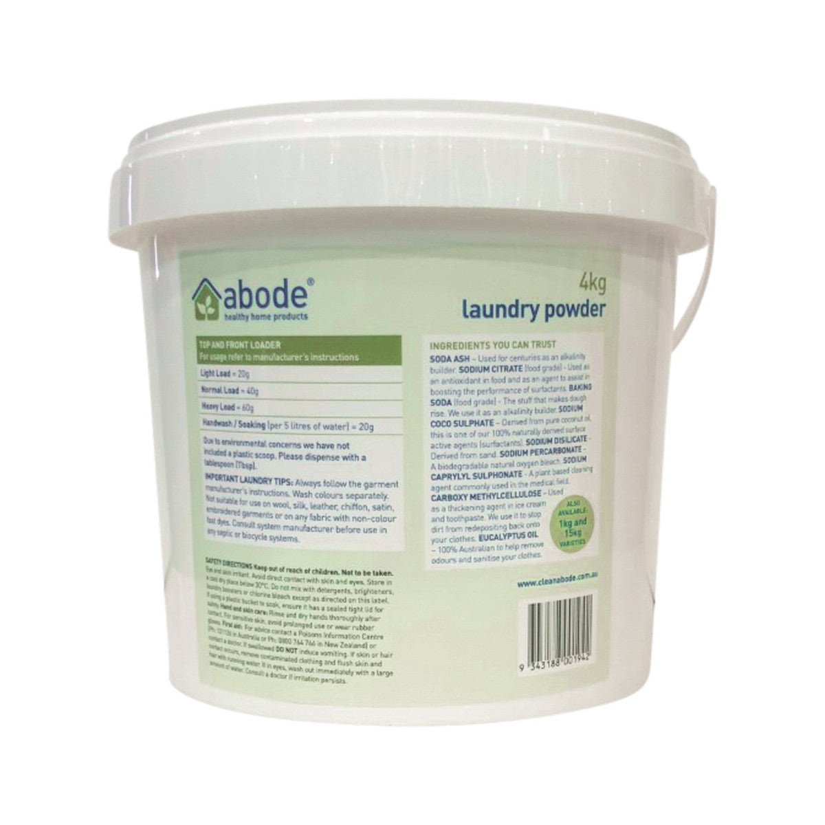 Abode Laundry Powder (Front & Top Loader) Blue Mallee Eucalyptus 4kg Abode