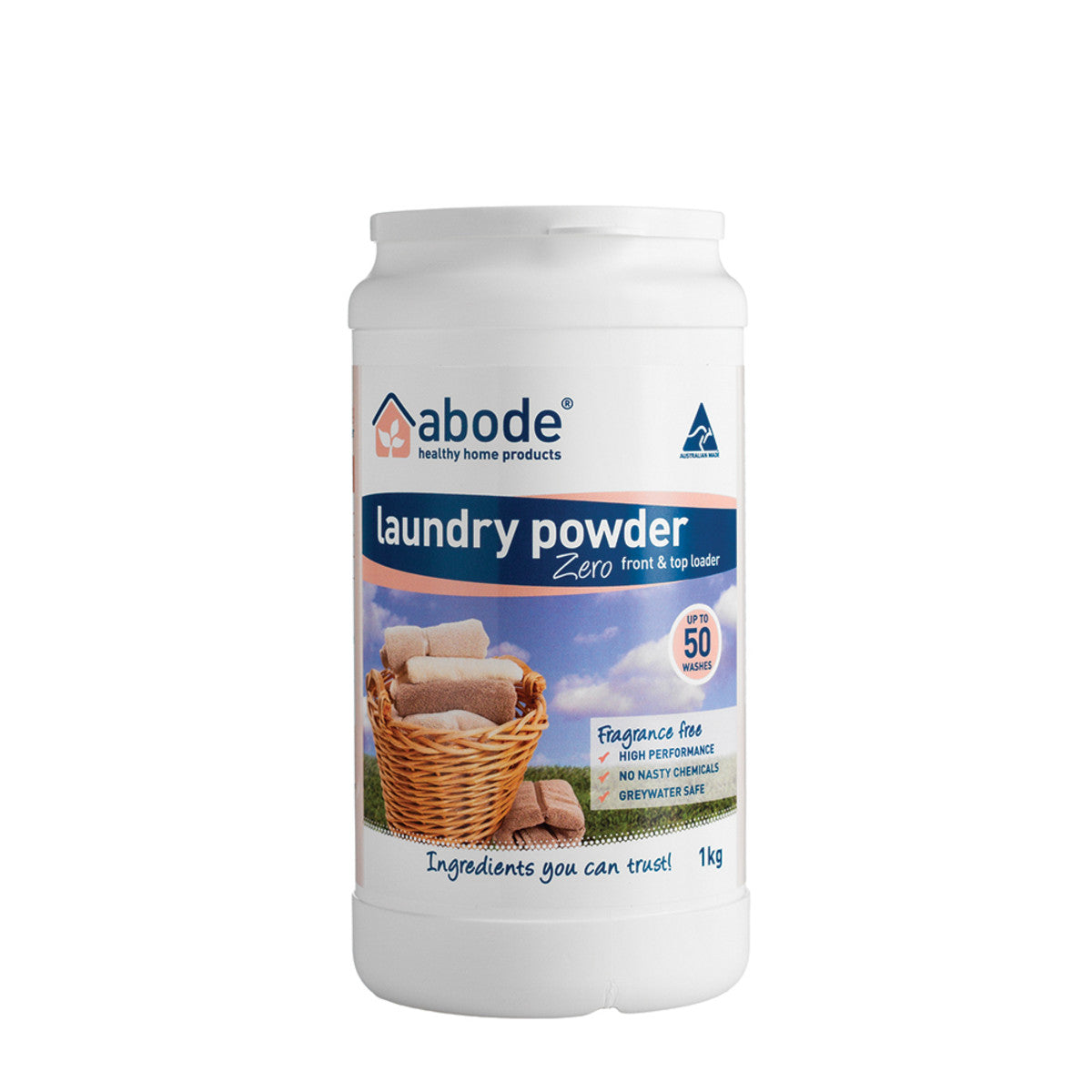 Abode Laundry Powder (Front & Top Loader) Zero 1kg Abode