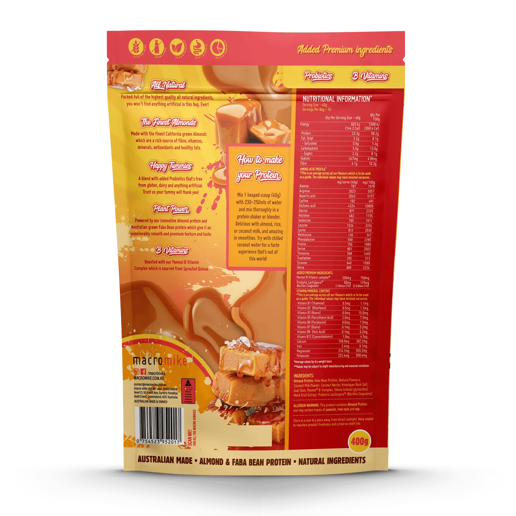 MACRO MIKE Premium Almond Protein Salted Caramel 400g MACRO MIKE
