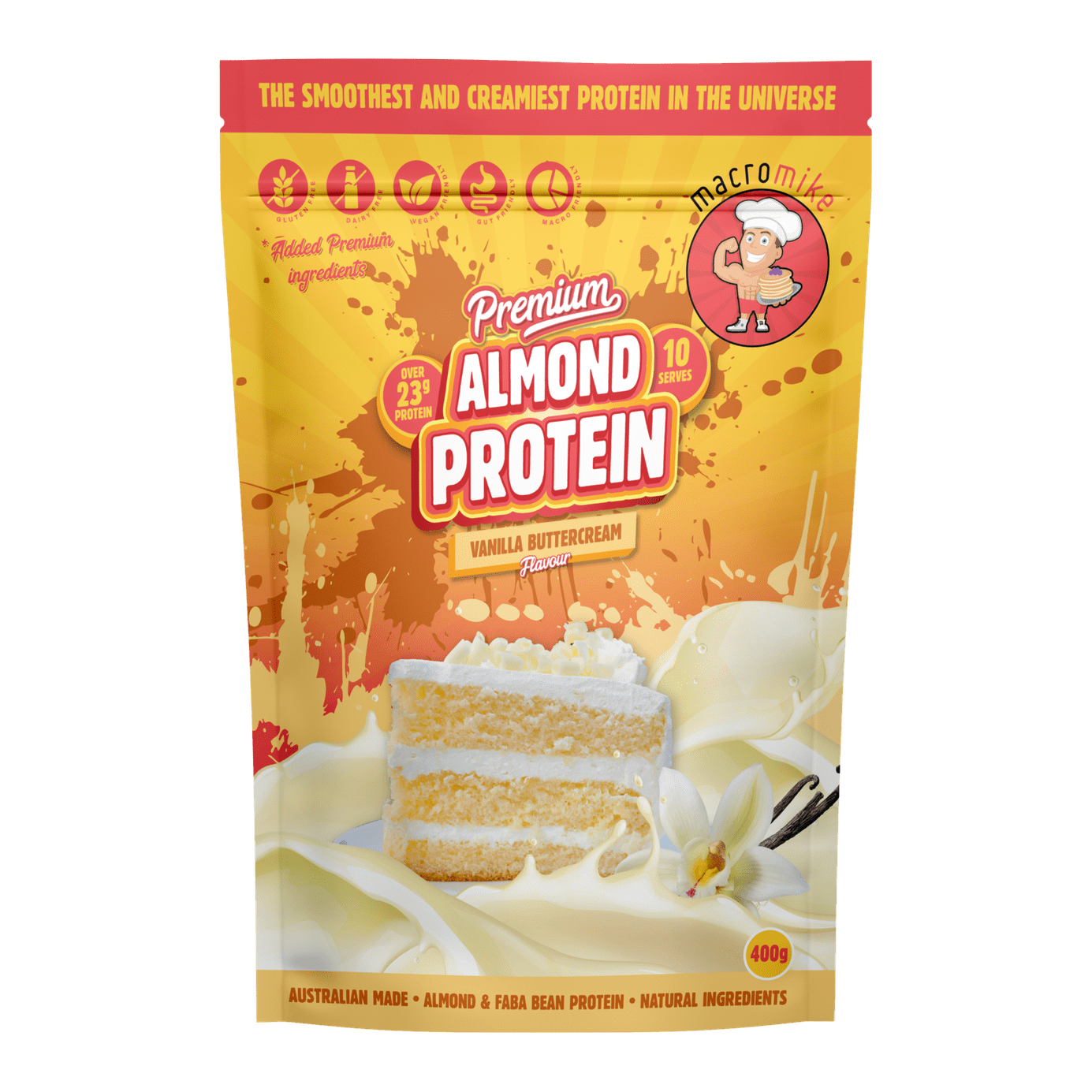 MACRO MIKE Premium Almond Protein Vanilla Buttercream 400g MACRO MIKE