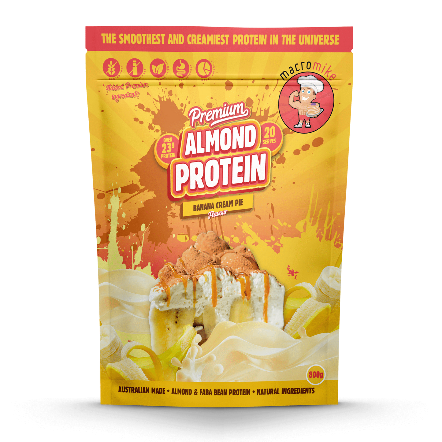 MACRO MIKE Premium Almond Protein Banana Cream Pie 800g MACRO MIKE