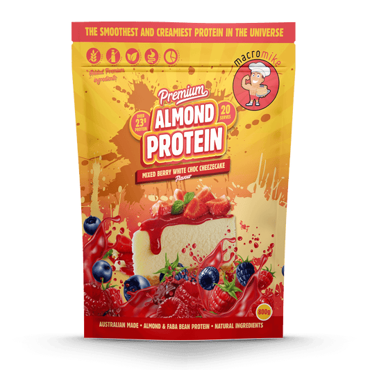 MACRO MIKE Premium Almond Protein Mixed Berry White Choc Cheezecake 800g MACRO MIKE