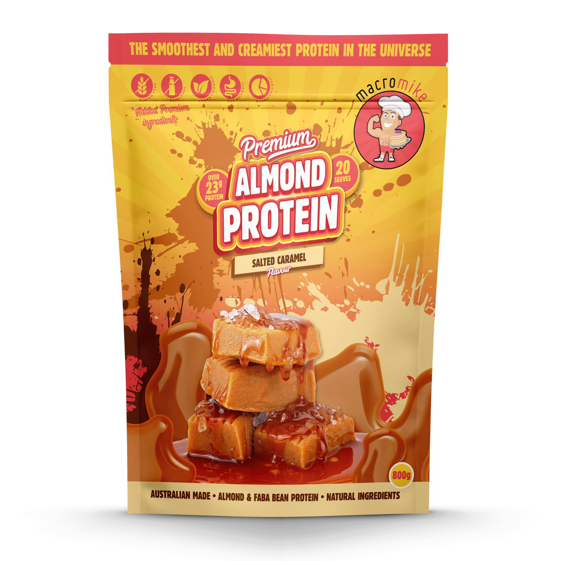 MACRO MIKE Premium Almond Protein Salted Caramel 800g MACRO MIKE