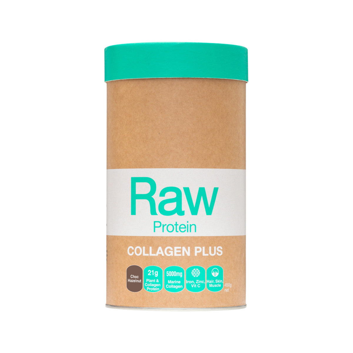 Amazonia Raw Protein Collagen Plus Choc Hazelnut 450g AMAZONIA