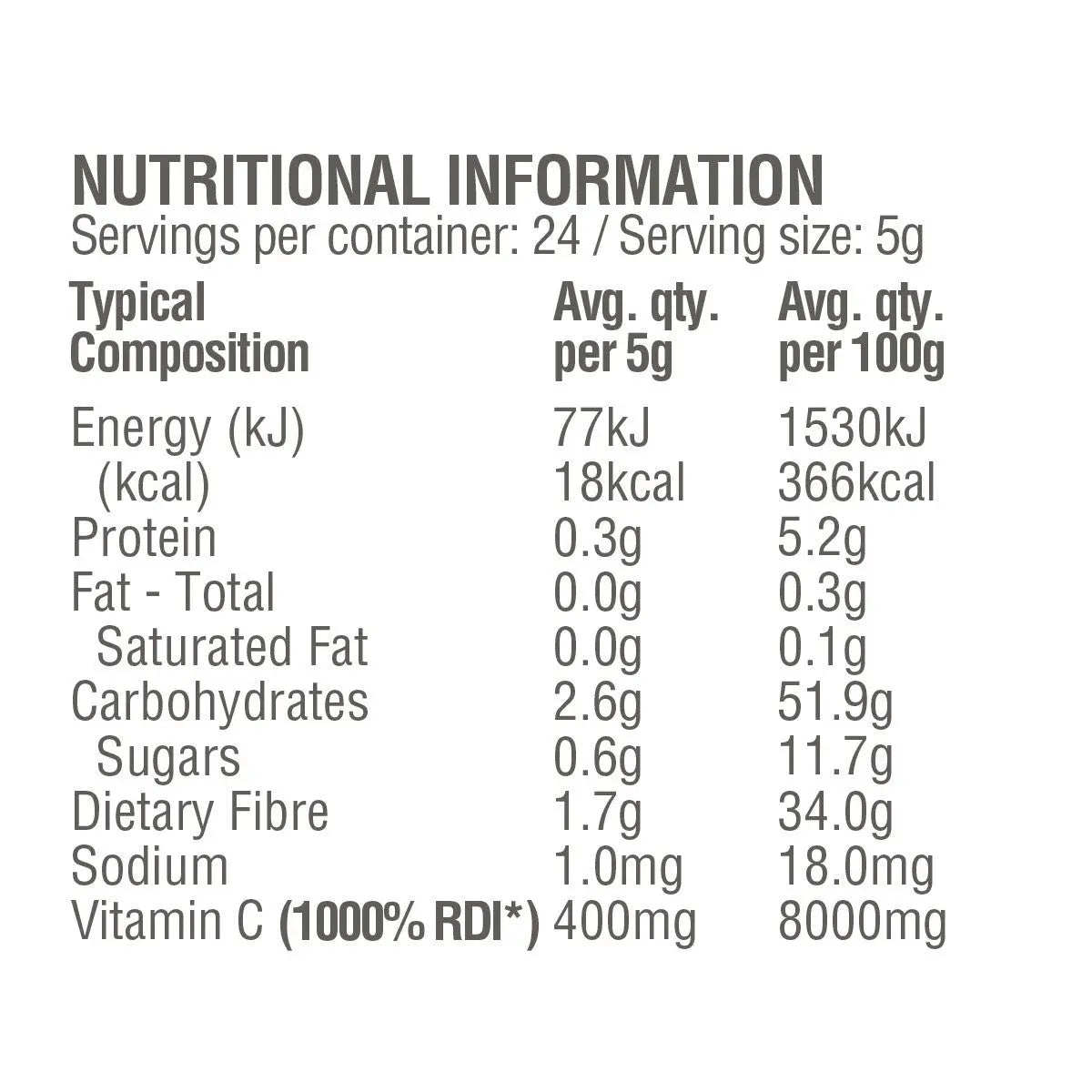Amazonia Raw Wholefood Extracts Vitamin C+ Passionfruit Flavour 120g AMAZONIA
