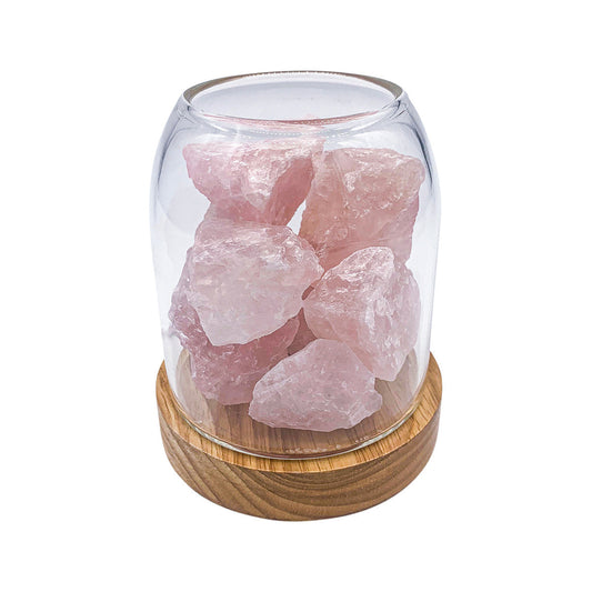 Amrita Court Aurora Crystal Diffuser Wooden Base With Light Rose Quartz Amrita Court