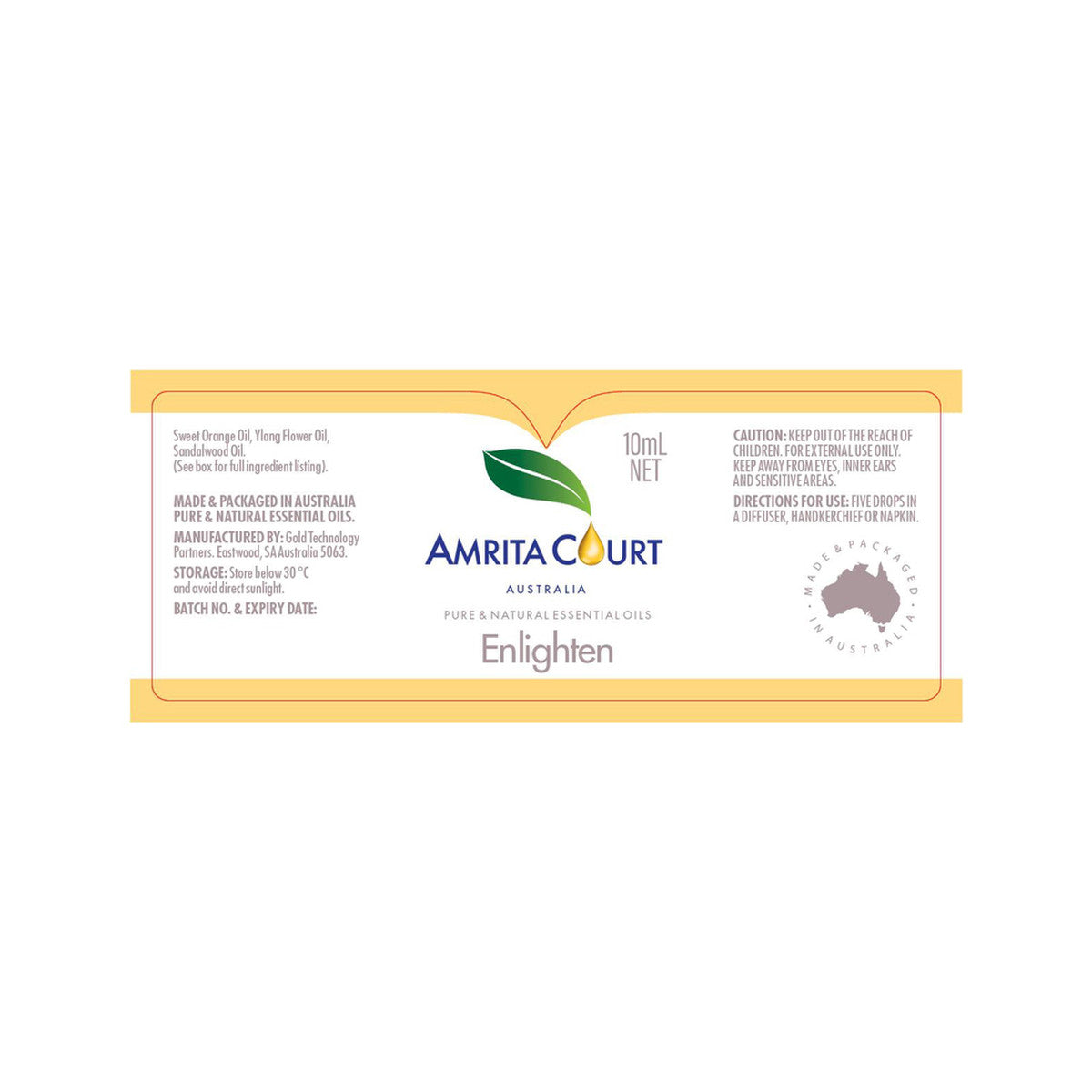 Amrita Court Pure & Natural Essential Oil Blend Enlighten 10ml Amrita Court