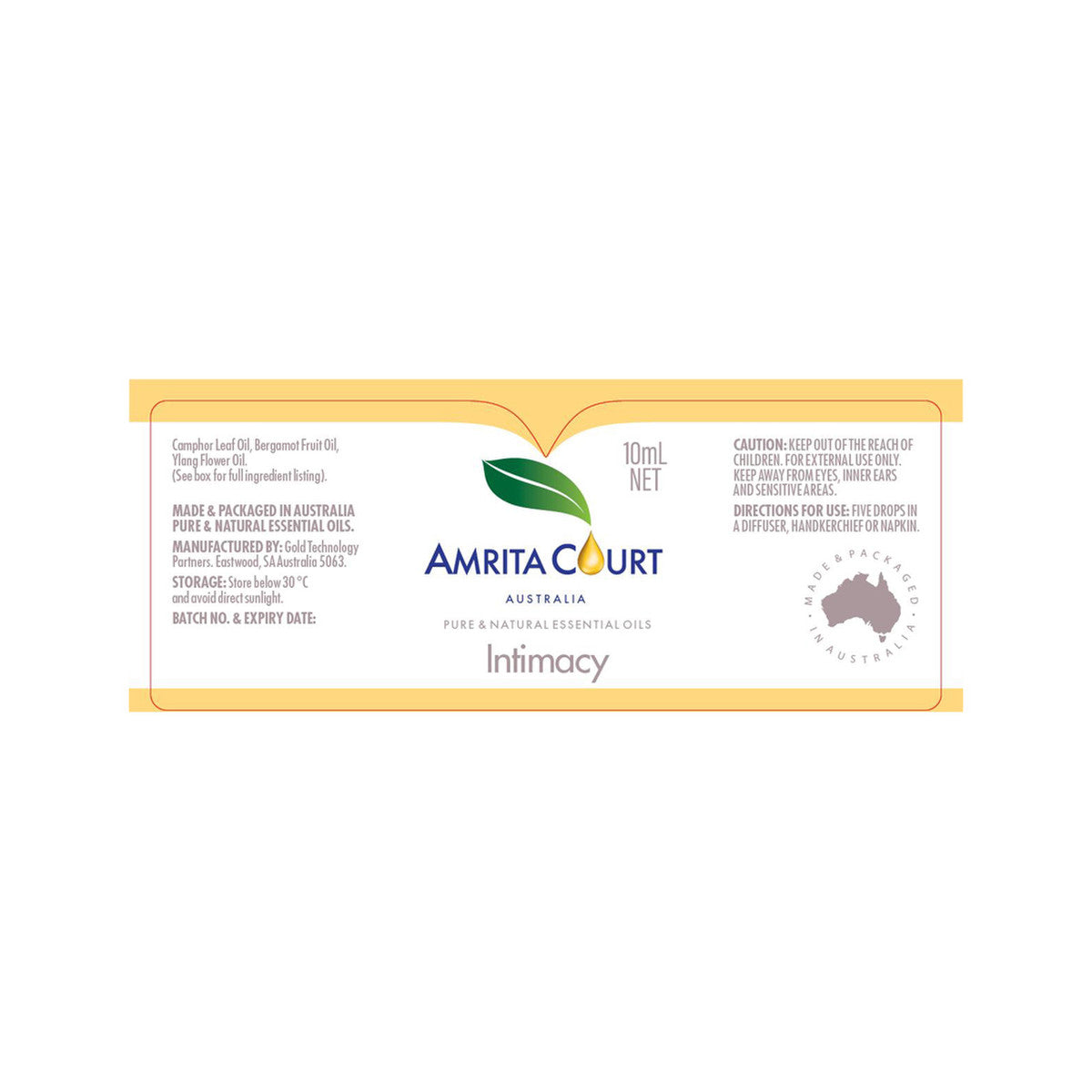Amrita Court Pure & Natural Essential Oil Blend Intimacy 10ml Amrita Court