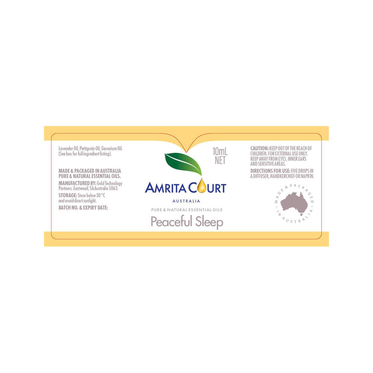 Amrita Court Pure & Natural Essential Oil Blend Peaceful Sleep 10ml Amrita Court