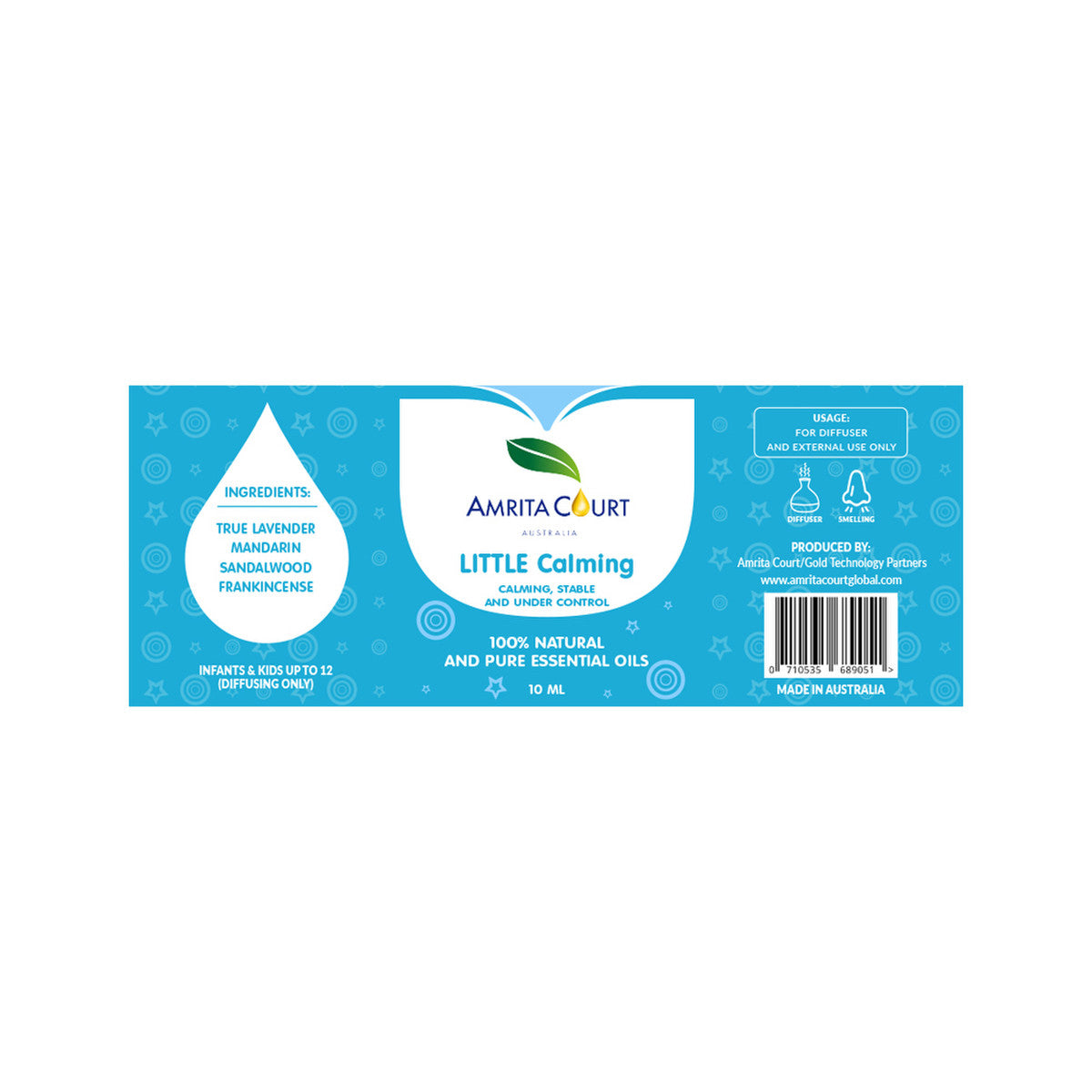 Amrita Court Little 100% Natural & Pure Essential Oil Blend Calming 10ml Amrita Court
