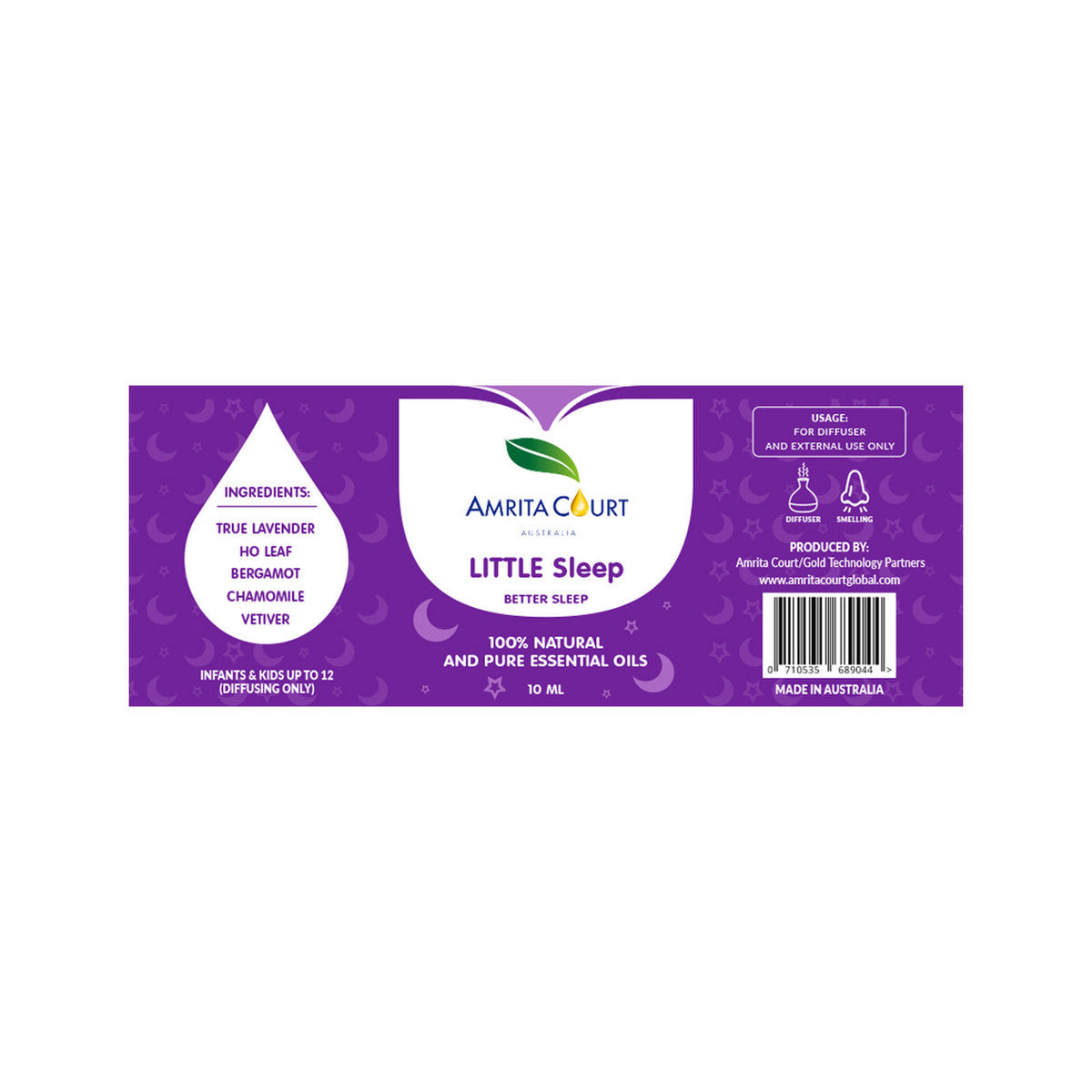 Amrita Court Little 100% Natural & Pure Essential Oil Blend Sleep 10ml Amrita Court