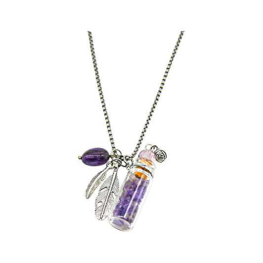 Amrita Court Aroma Necklace Crystal Bottle Amethyst + Purify Essential Oil 10ml Pk - Cutprice Online