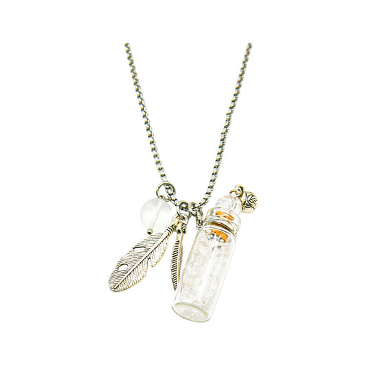 Amrita Court Aroma Necklace Crystal Bottle Clear Quartz + Purify Essential Oil Blend 10ml Pack - Cutprice Online