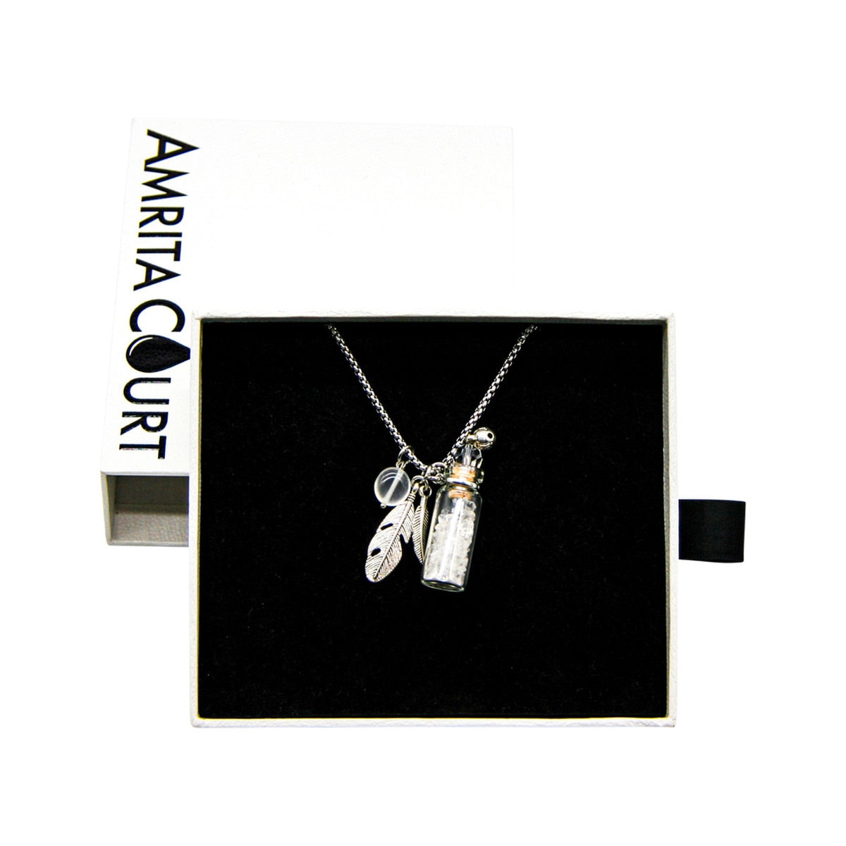 Amrita Court Aroma Necklace Crystal Bottle Clear Quartz + Purify Essential Oil Blend 10ml Pack - Cutprice Online