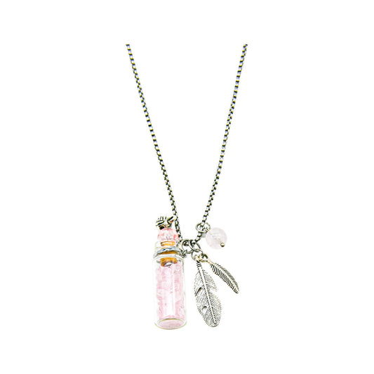 Amrita Court Aroma Necklace Crystal Bottle Rose Quartz + Purify Essential Oil 10ml Pk - Cutprice Online