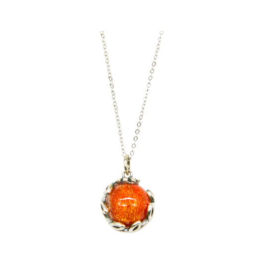 Amrita Court Aroma Necklace White Gold Planet Solstice Sunburst (Bright Red) + Purify Essential Oil 10ml Pk - Cutprice Online