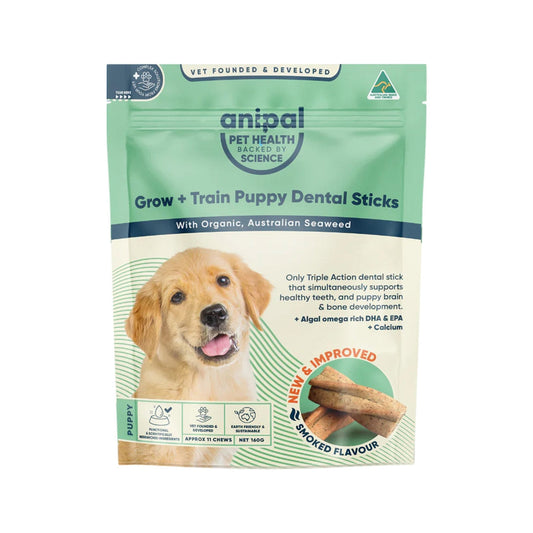 Anipal Grow + Train Puppy Dental Sticks Smoked Flavour 160g - Cutprice Online