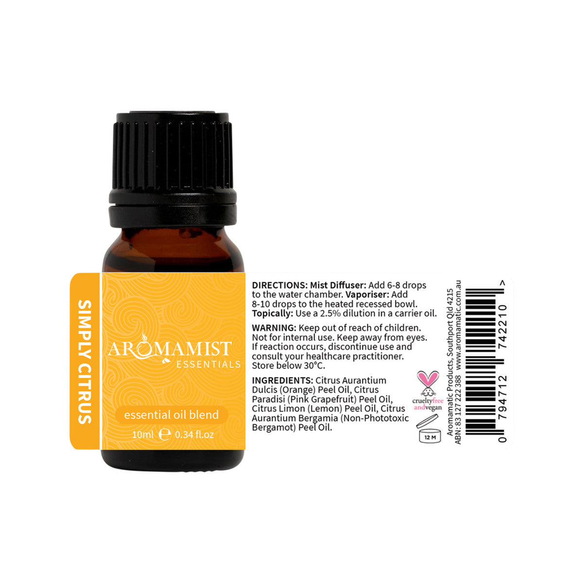 Aromamist Essentials Essential Oil Blend Simply Citrus 10ml - Cutprice Online