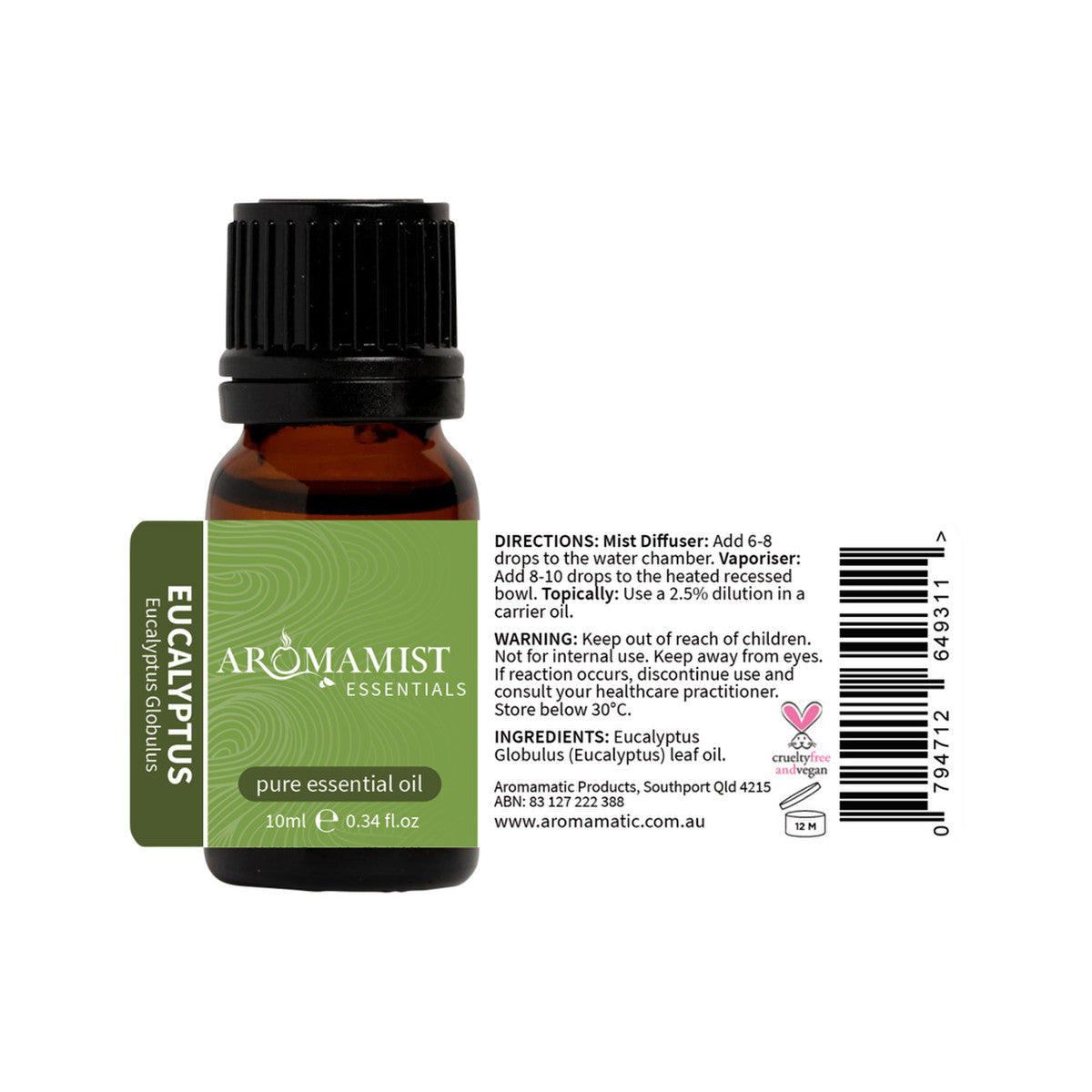 Aromamist Essentials Pure Essential Oil Eucalyptus 10ml - Cutprice Online