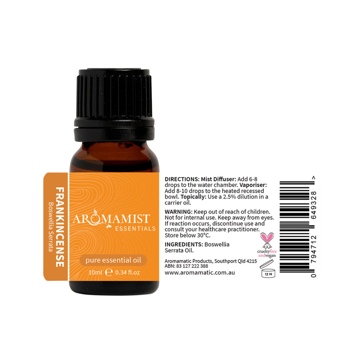 Aromamist Essentials Pure Essential Oil Frankincense 10ml - Cutprice Online