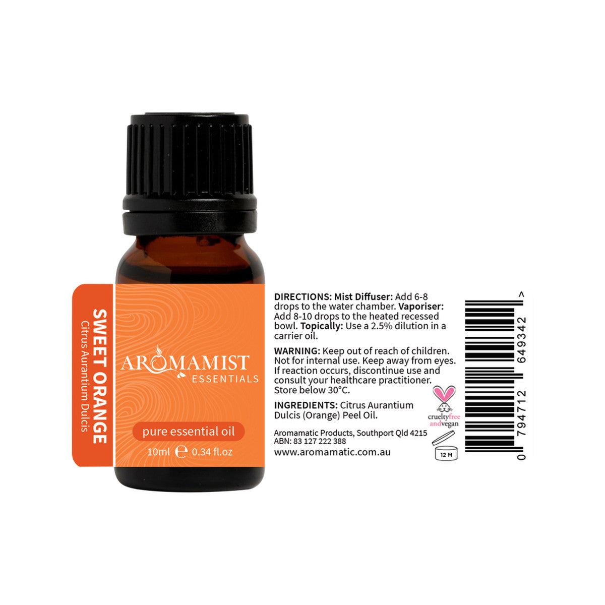 Aromamist Essentials Pure Essential Oil Sweet Orange 10ml - Cutprice Online