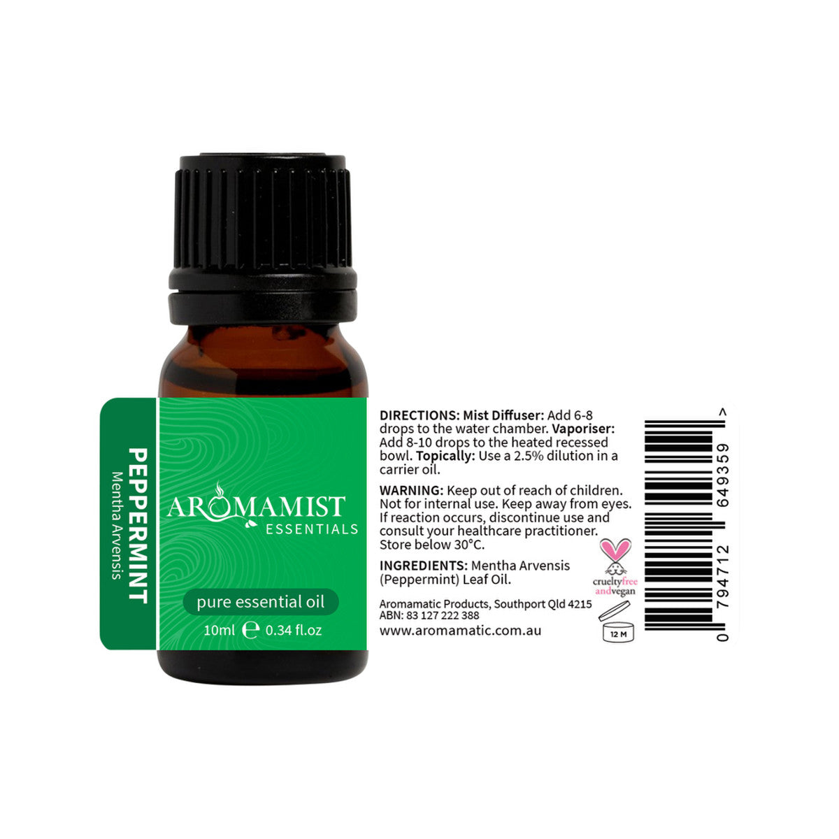 Aromamist Essentials Pure Essential Oil Peppermint 10ml - Cutprice Online