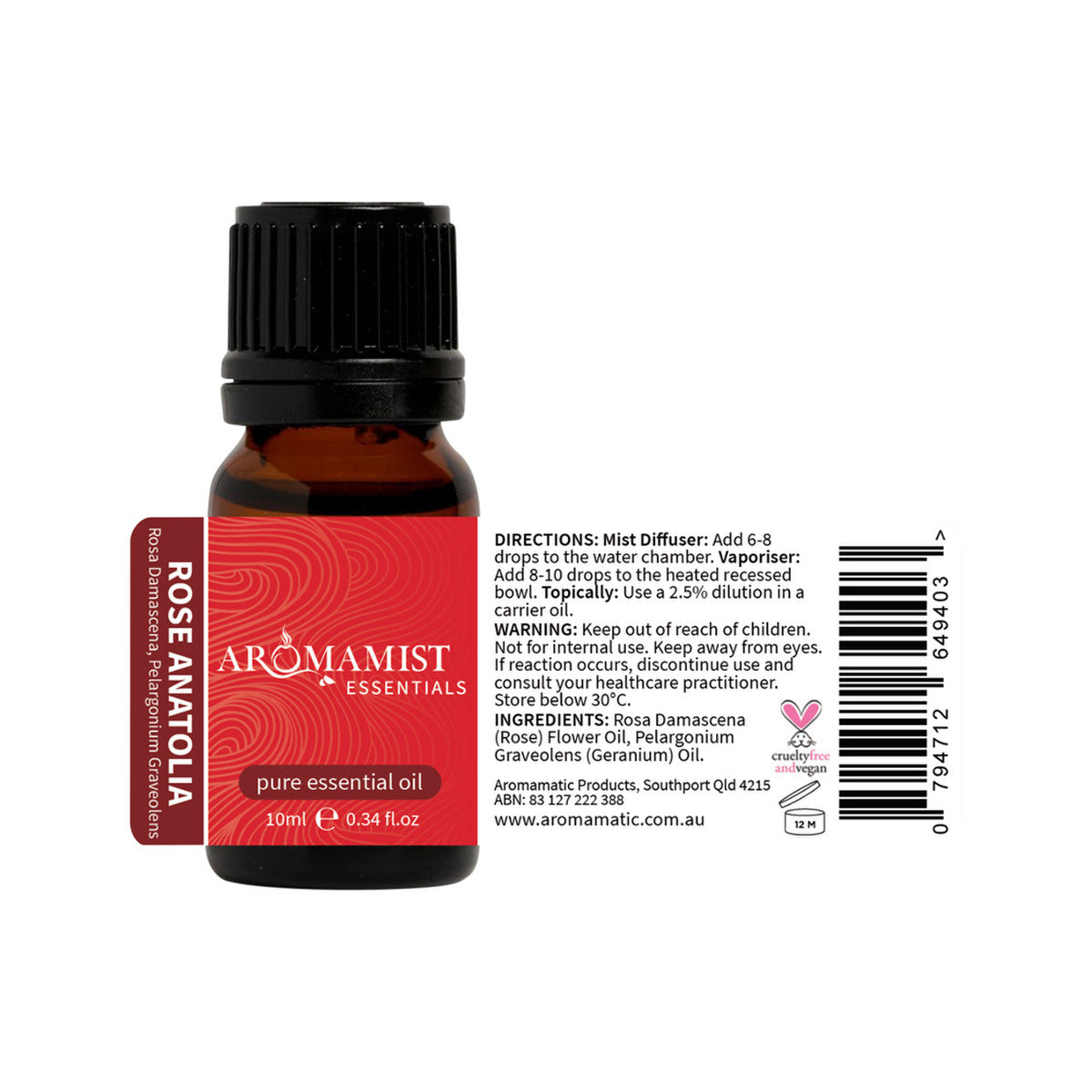 Aromamist Essentials Pure Essential Oil Rose Anatolia 10ml - Cutprice Online