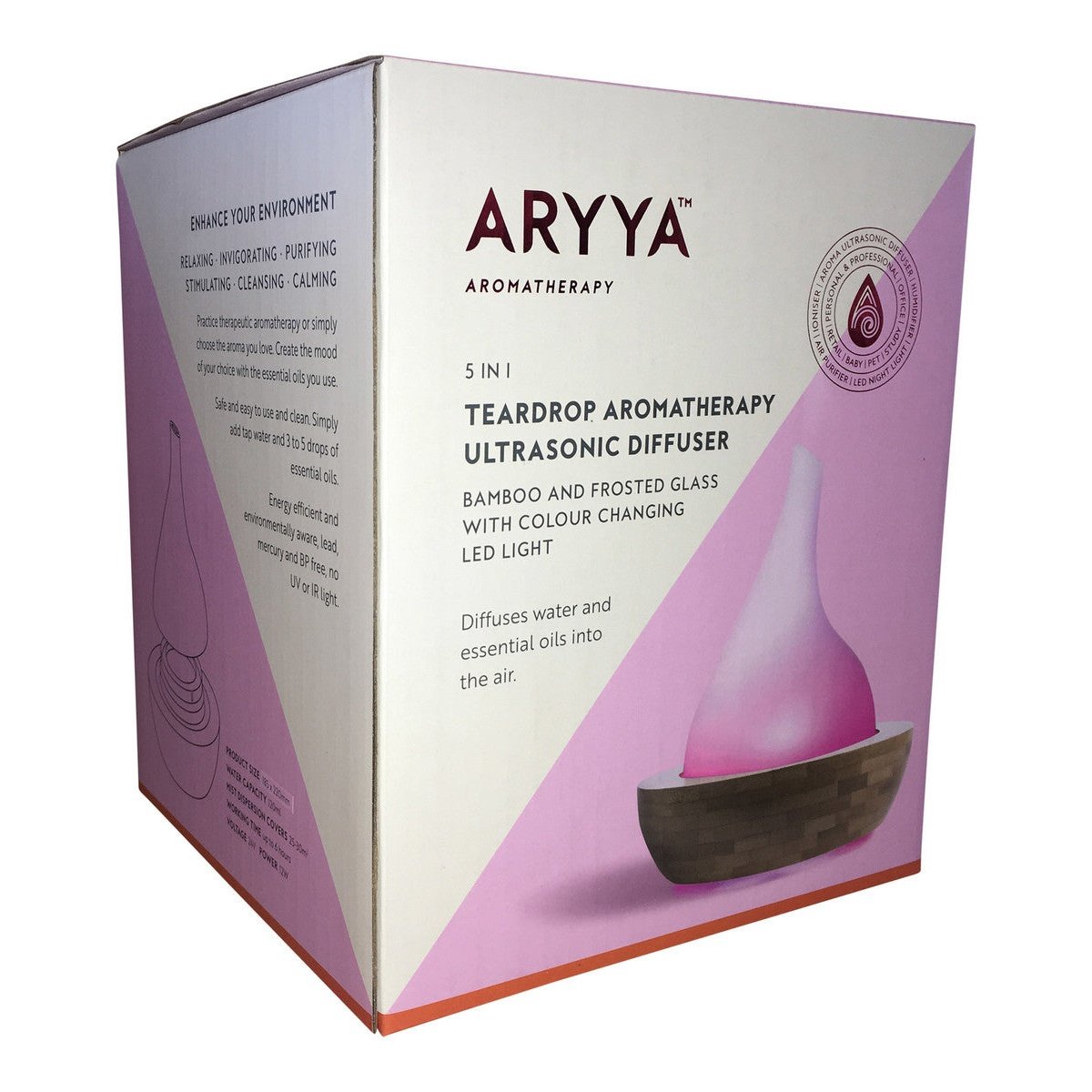 SaltCo Aryya Ultrasonic Diffuser Bamboo Teardrop - Cutprice Online