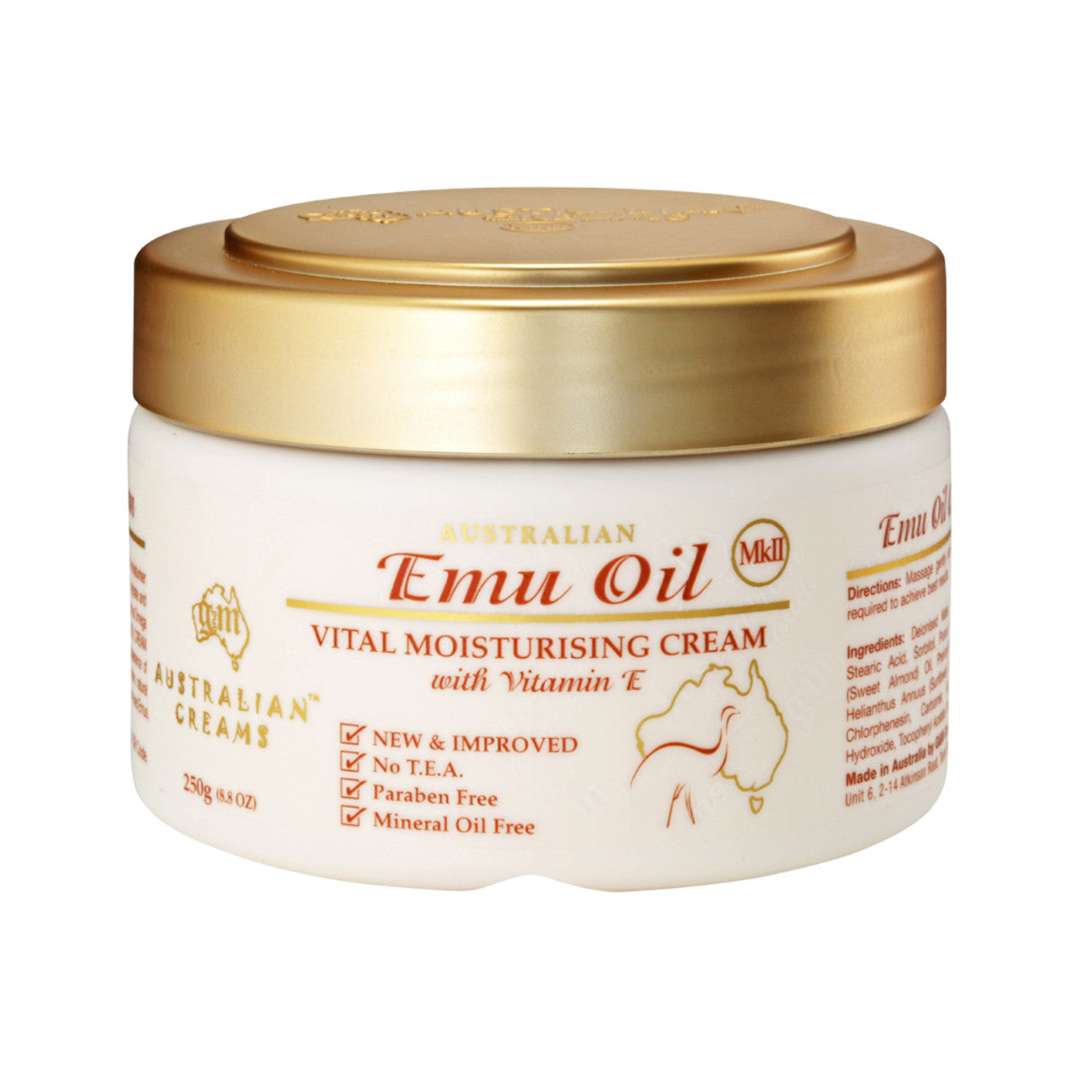 Australian Creams MkII Emu Oil Vital Moisturising Cream With Vitamin E 250g Australian Creams MkII