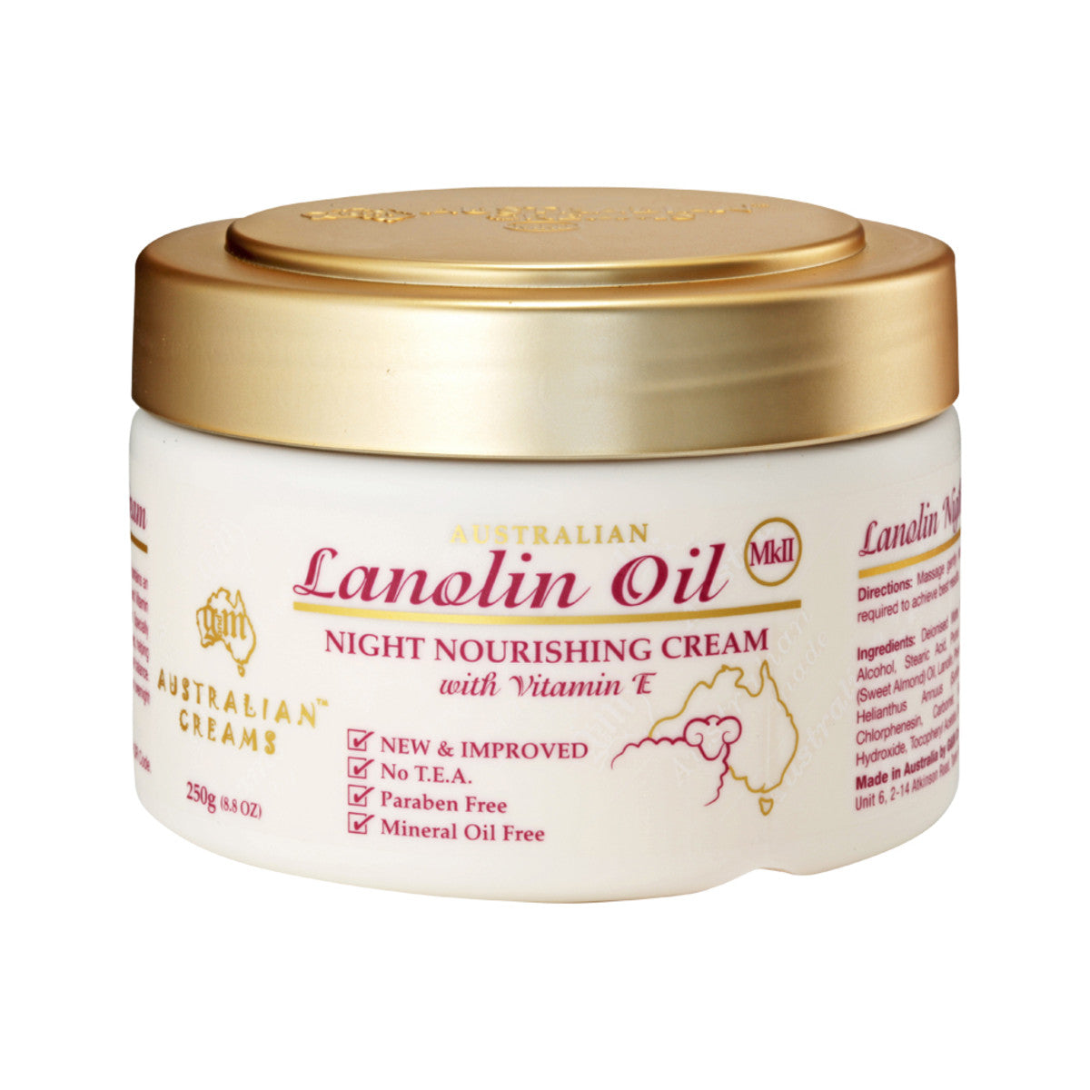 Australian Creams MkII Lanolin Oil Night Nourishing Cream With Vitamin E 250g Australian Creams MkII