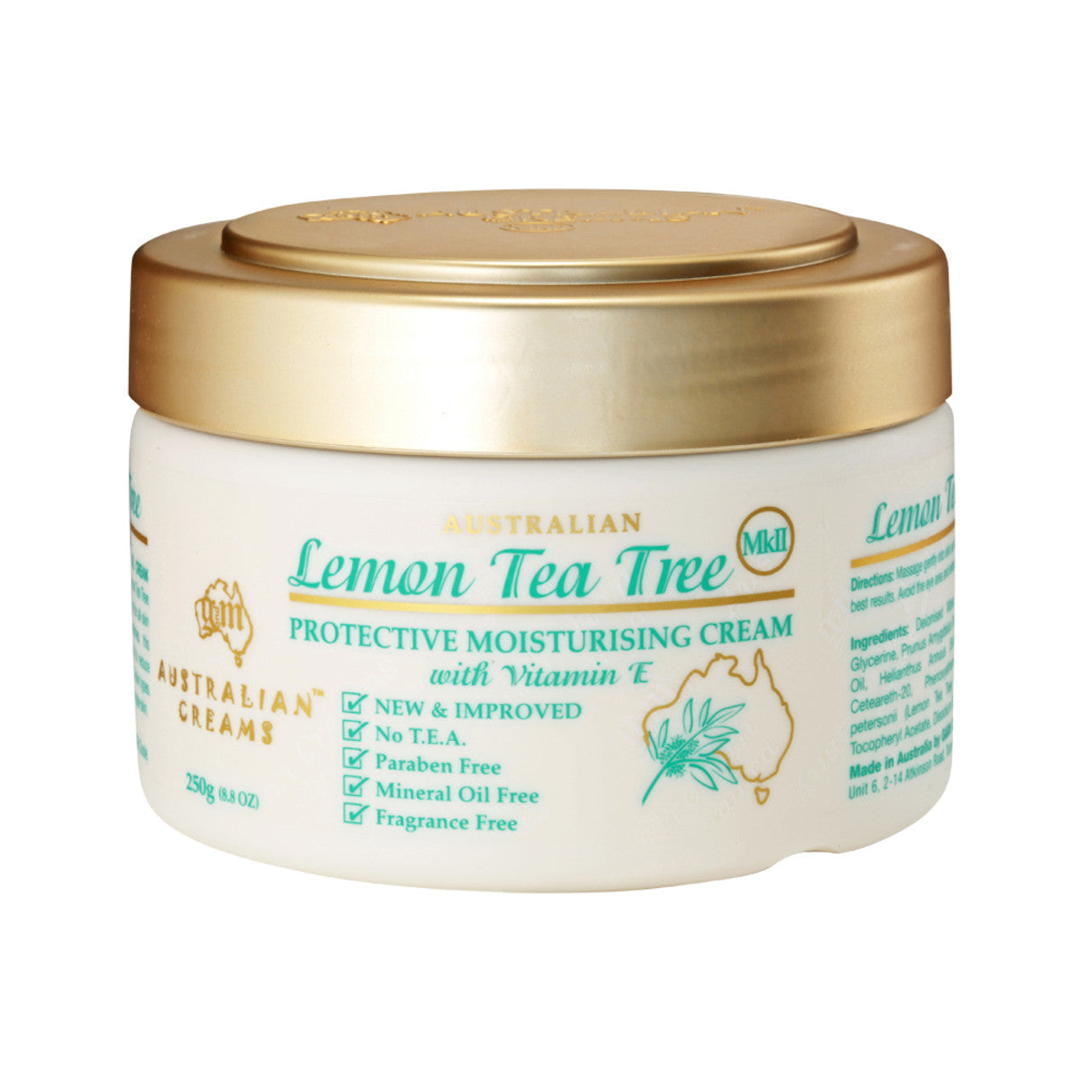 Australian Creams MkII Lemon Tea Tree Protective Moisturising Cream With Vitamin E 250g Australian Creams MkII