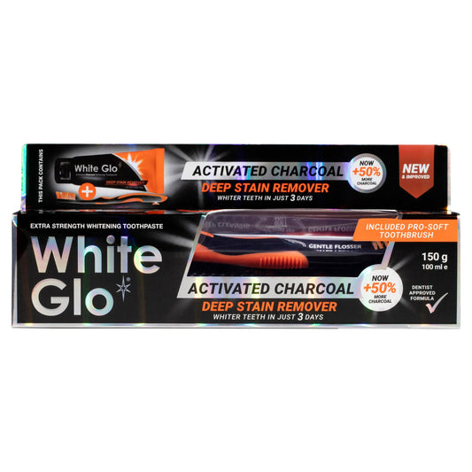 White Glo Charcoal Deep Stain Remover Toothpaste 150g - Cutprice Online