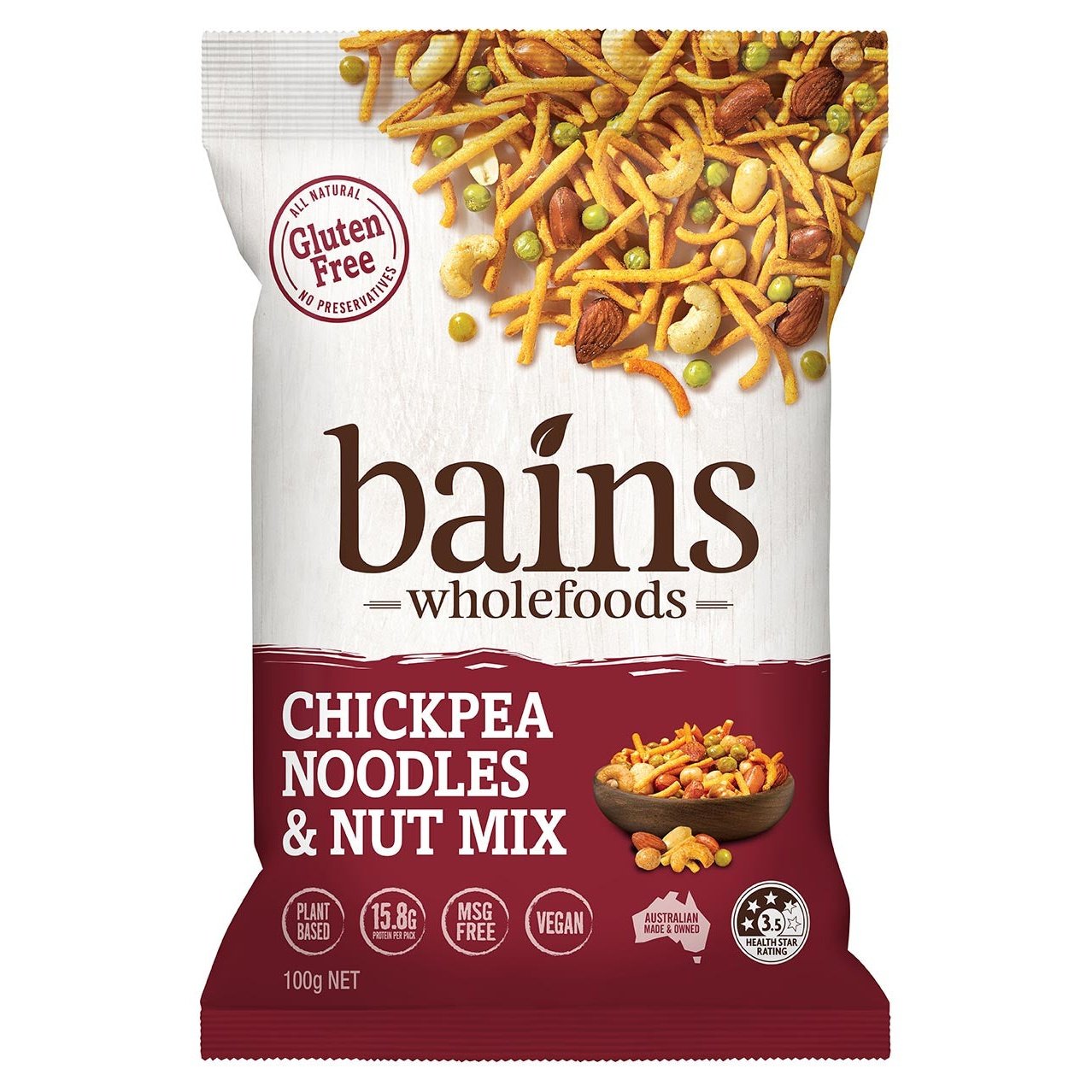 Bains Wholefoods Chickpea Noodles & Nut Mix 100g (Pack of 16) - Cutprice Online