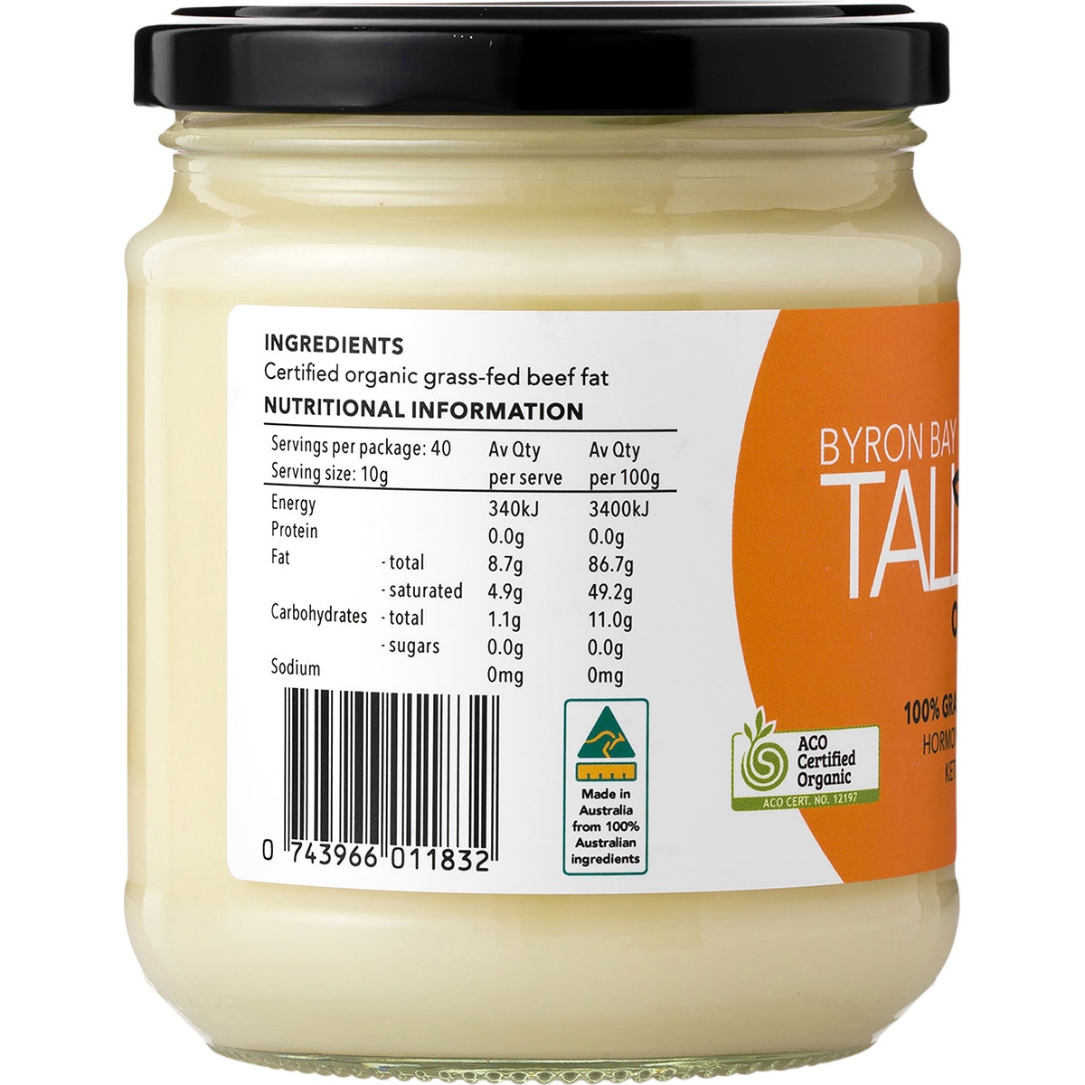 Byron Bay Tallow Organic Grass Fed Beef Tallow 400g - Cutprice Online