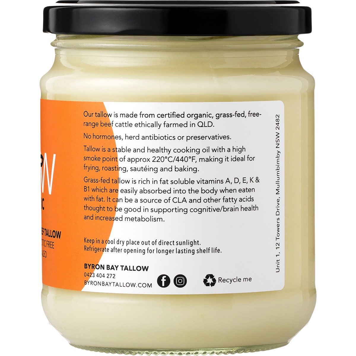 Byron Bay Tallow Organic Grass Fed Beef Tallow 400g - Cutprice Online