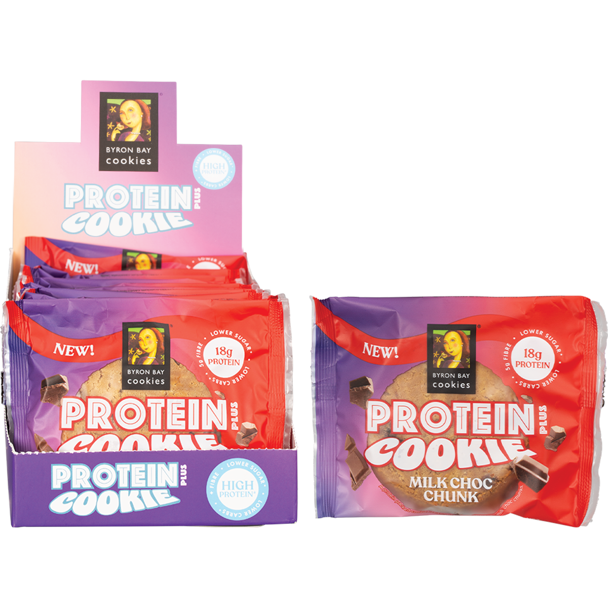 Byron Bay Cookies Protein Cookie Milk Choc Chunk 60g x 12 Pack