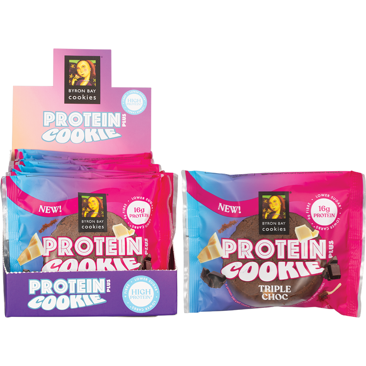 Byron Bay Cookies Protein Cookie Triple Choc 60g x 12 Pack
