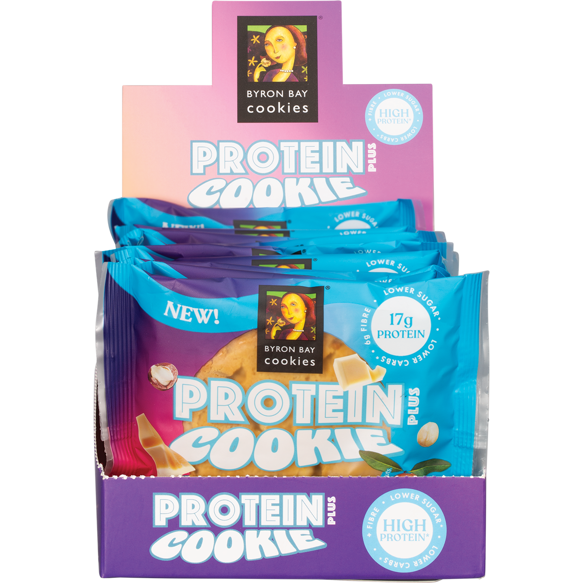 Byron Bay Cookies Protein Cookie White Choc Macadamia 60g x 12 Pack