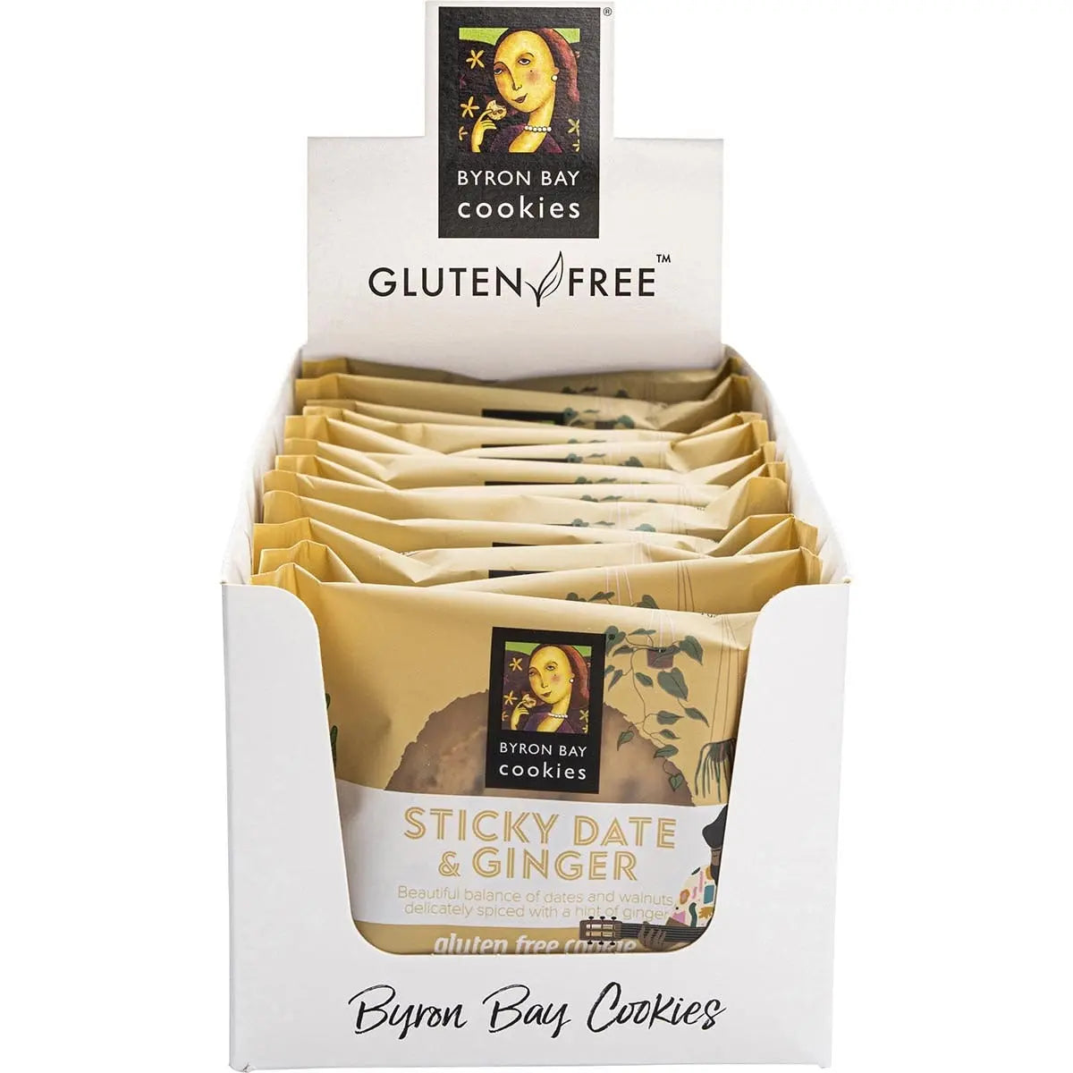 Byron Bay Cookies Gluten Free Cookies Sticky Date & Ginger 60g 12 Pack BYRON BAY