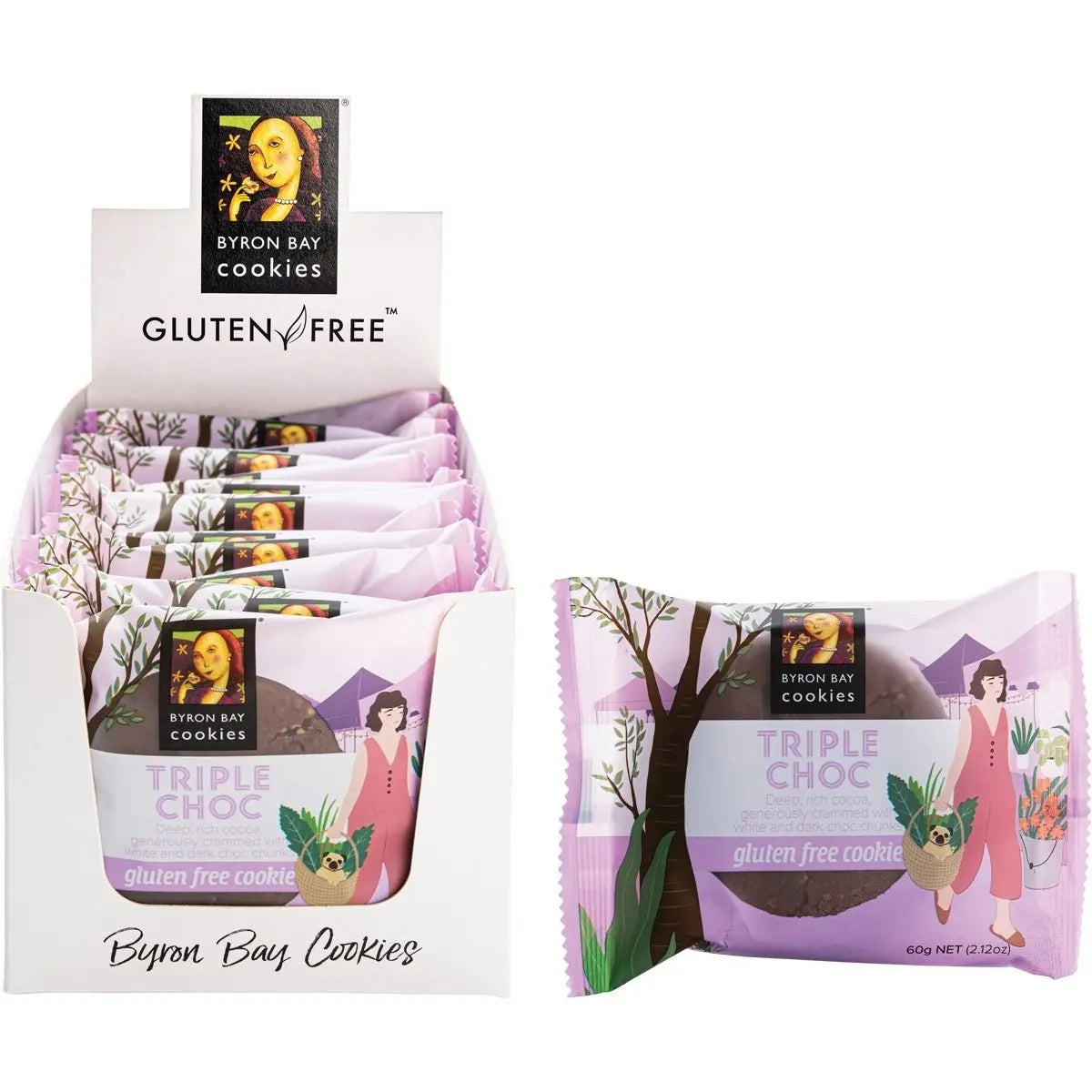 Byron Bay Cookies Gluten Free Cookies Triple Choc Fudge 60g 12 Pack BYRON BAY