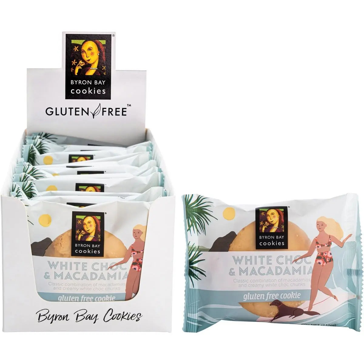 Byron Bay Cookies Gluten Free Cookies White Choc Macadamia 60g 12 Pack BYRON BAY
