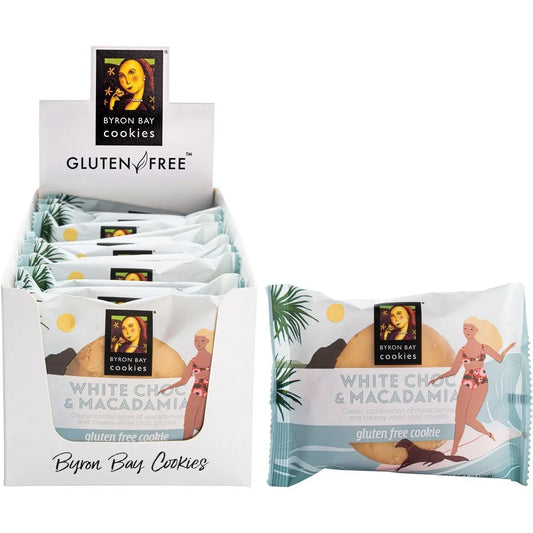 Byron Bay Cookies Gluten Free Cookies White Choc Macadamia 60g 12 Pack BYRON BAY