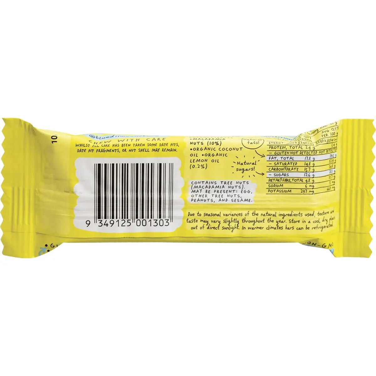 Blue Dinosaur Hand-baked Bar Lemon Macadamia 45g 12 Pack BLUE DINOSAUR