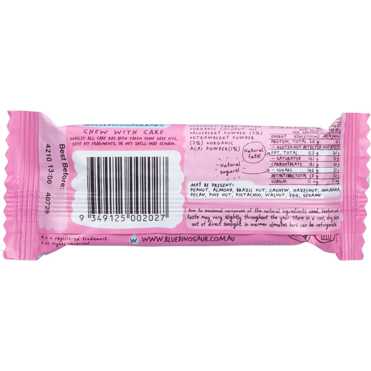Blue Dinosaur Bar Berry Coconut 45g(Pack of 12) - Cutprice Online