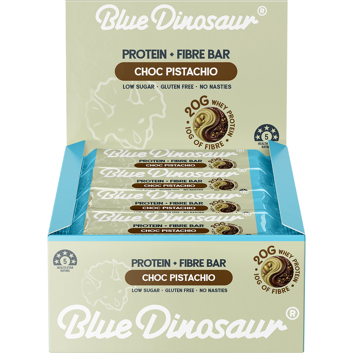 Blue Dinosaur Protein + Fibre Bar Choc Pistachio 12x50g