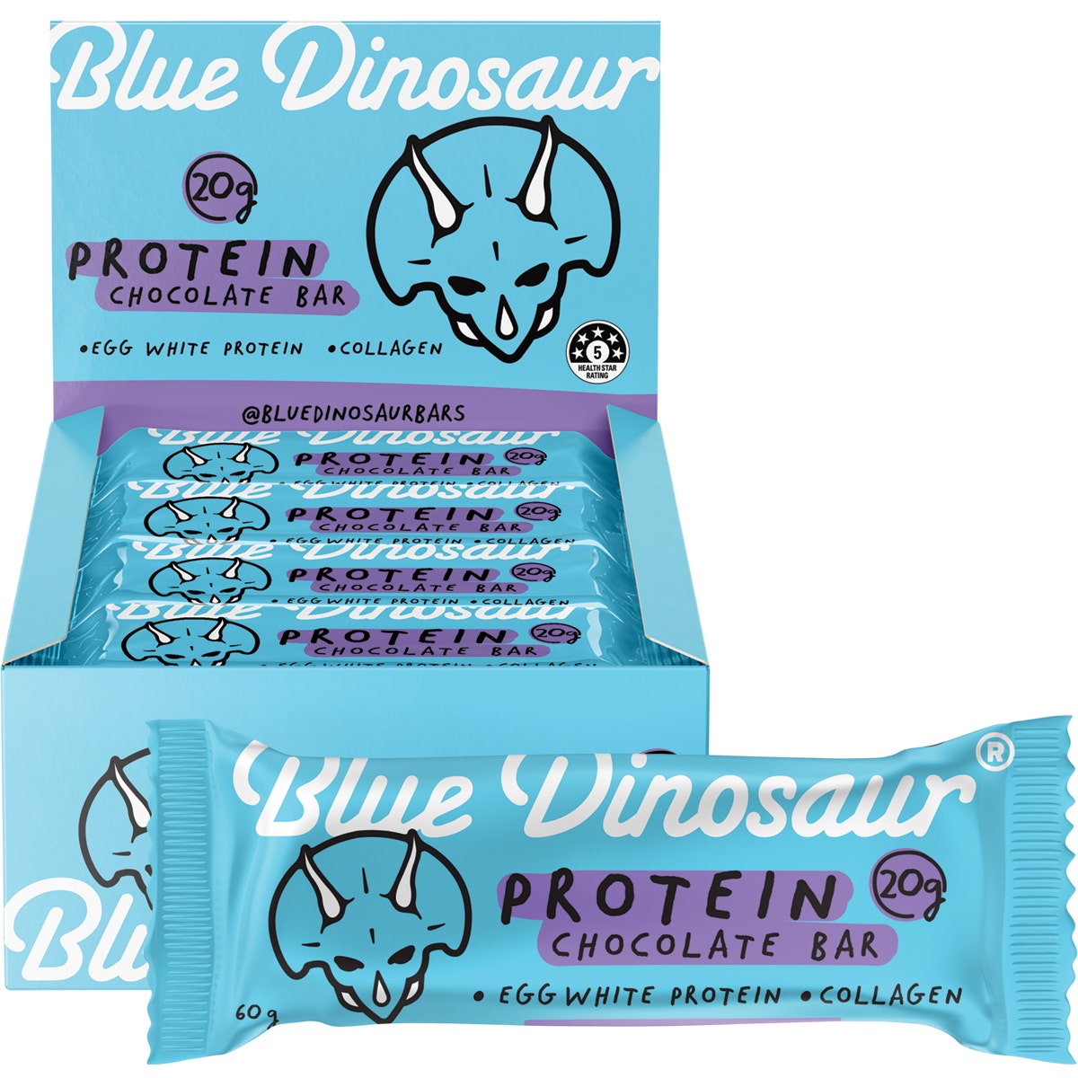 Blue Dinosaur Protein Bar Chocolate 60g (Pack of 12) - Cutprice Online