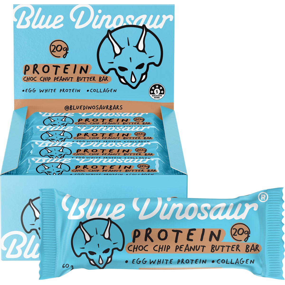 Blue Dinosaur Protein Bar Choc Chip P.butter 60g (Pack of 12) - Cutprice Online