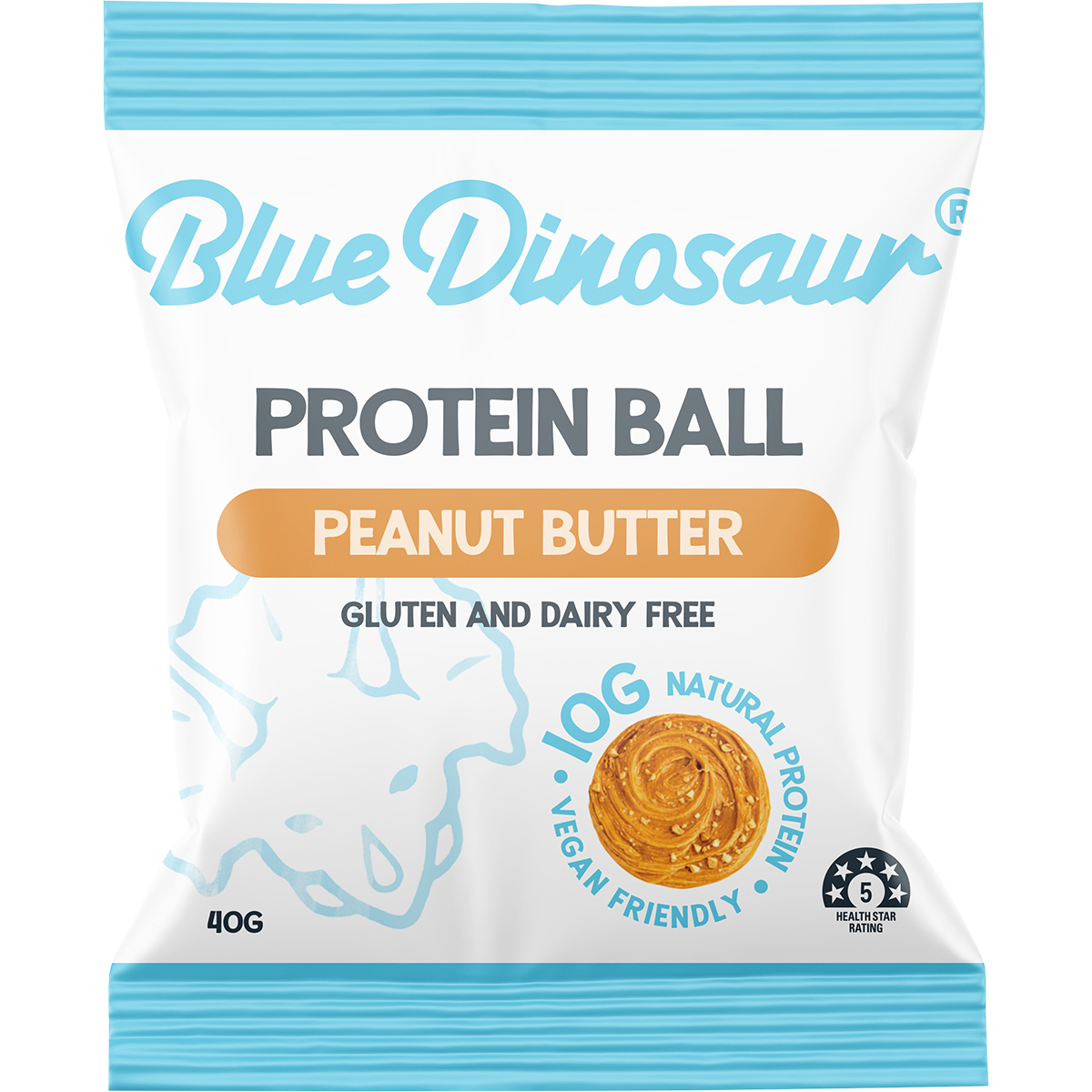 Blue Dinosaur Peanut Butter Protein Ball 40g Pack of 12